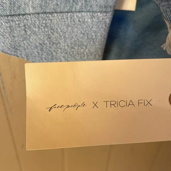Free People X Tricia Fix repurposed Blue Denim Halter Top